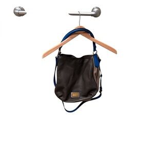 Marc by Marc Jacobs woman's leather dark grey tan and blue purse.